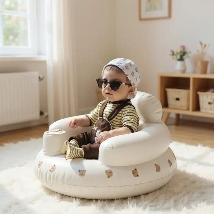 Canapé gonflable brillant pour bébé, 1 pièce, tabouret de bain Portable en PVC, siège multifonctionn
