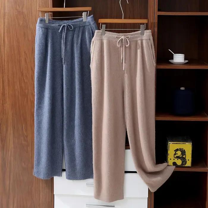 100% vison cachemire pantalon automne hiver nouveaux hommes taille élastique cachemire pantalon jeun