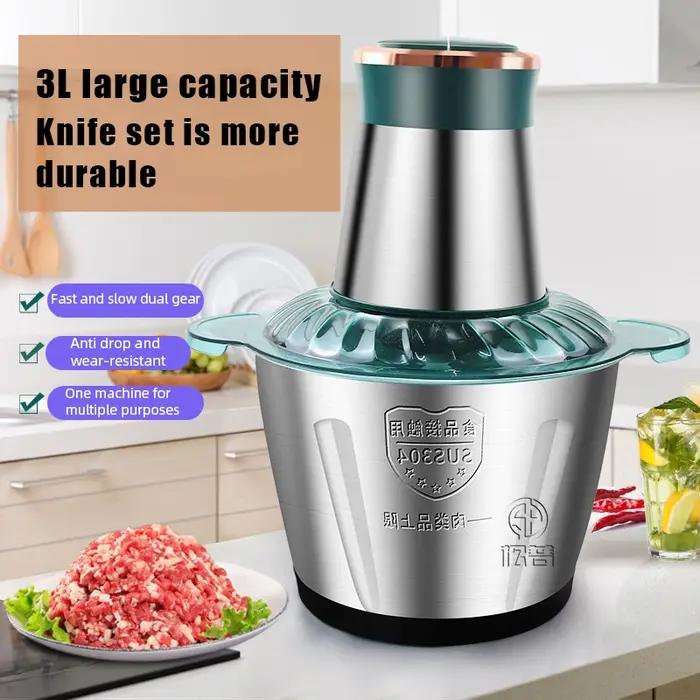 Hacheur électrique en acier inoxydable 3L, hachoir à viande, hachoir à légumes, trancheuse à viande,