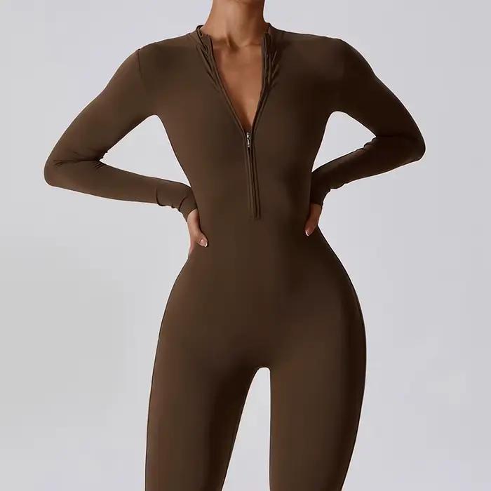 Combinaison de Yoga à manches longues pour femmes, vêtements de sport, combinaisons de gymnastique à