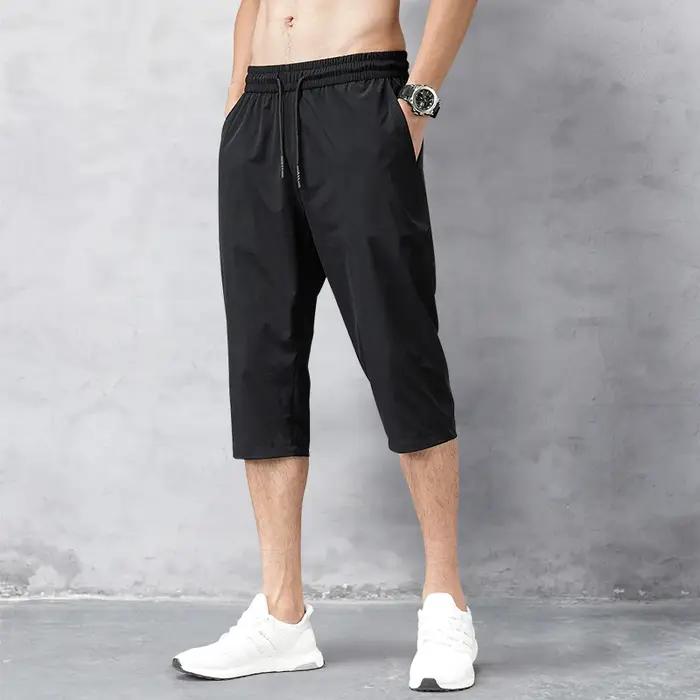 Pantalon court d'été pour hommes, pantalon extensible respirant au toucher glacé, short polyvalent d