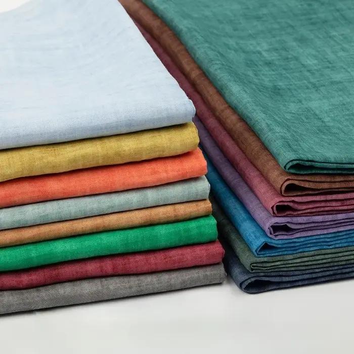 Tissu d'été léger de haute qualité en ramie teinte, pur lin pour chemises, pantalons, robes – Matéri