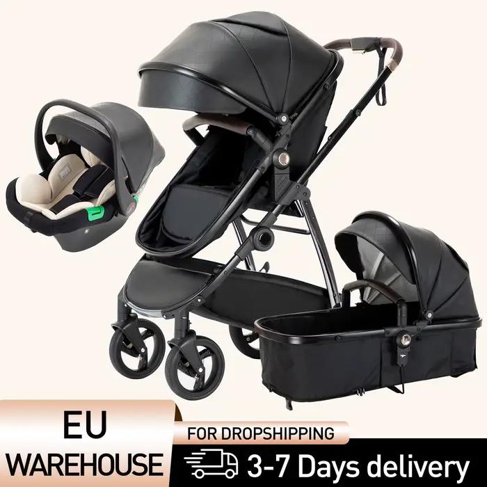 Poussette 3 en 1 pour bébé, poussette de voyage luxueuse et portable, poussette pliable haute, cadre