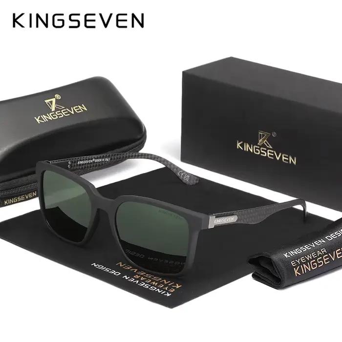 KINGESEVEN haute qualité hommes lunettes de soleil cadre en Fiber de carbone polarisé UV400 mâle lun