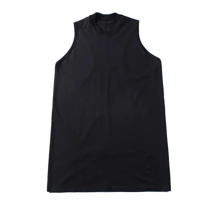 Dark RICK RO Style coton haute rue hommes couleur unie petit col épaules dénudées grand en forme de