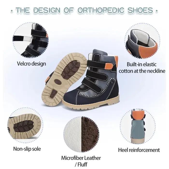 Chaussures orthopédiques 4 roues motrices en cuir de vache pour garçons, bottes décontractées pour e