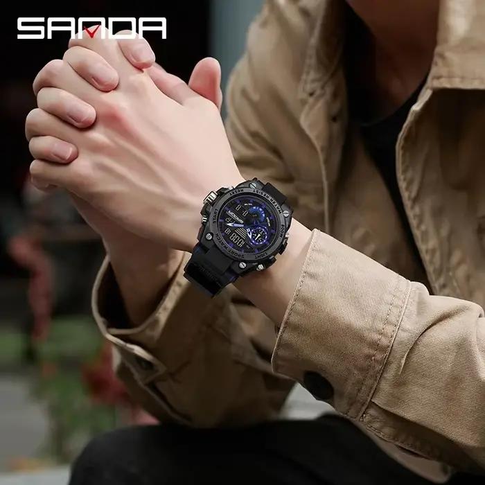 Sanda montre électronique multifonctionnelle pour hommes, mode numérique, étanche, Sports de plein a