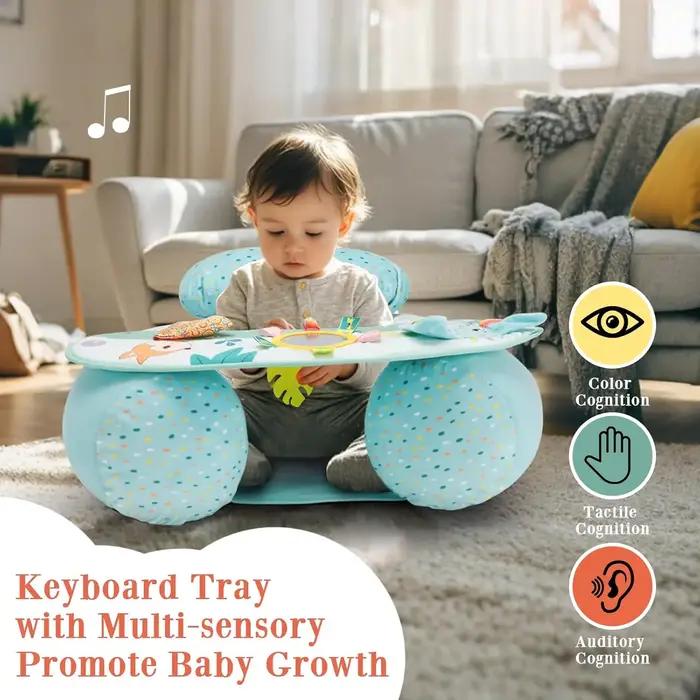 Siège Gonflable Bébé Assis Avec Jouets Sensoriels Canapé Peluche Douce Support Arrière Occasions Spéciales Pour Tous Petits