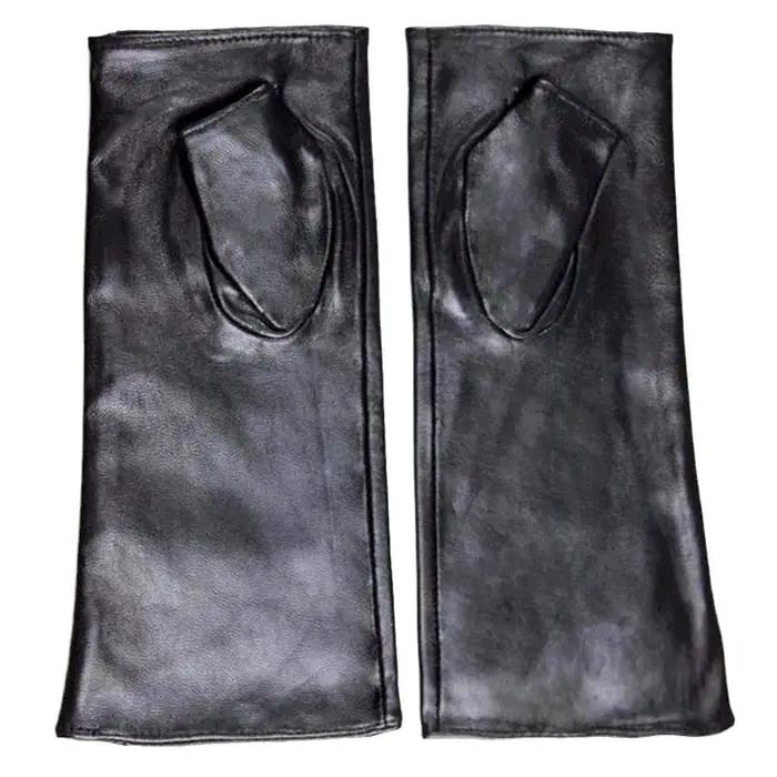 Gants longs demi-doigt en peau de mouton pour femmes et hommes, en cuir, pour conduite de voiture, m