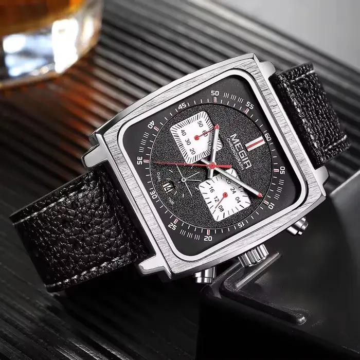 MEGIR 2182 luxe mode sport chronographe multi-fonctionnel militaire en cuir Date montres pour hommes