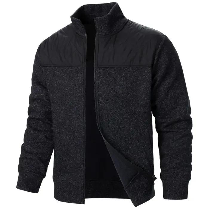 Sweat-shirt Patchwork pour hommes, veste à col montant, Cardigan ajusté, Streetwear, vêtements de sp