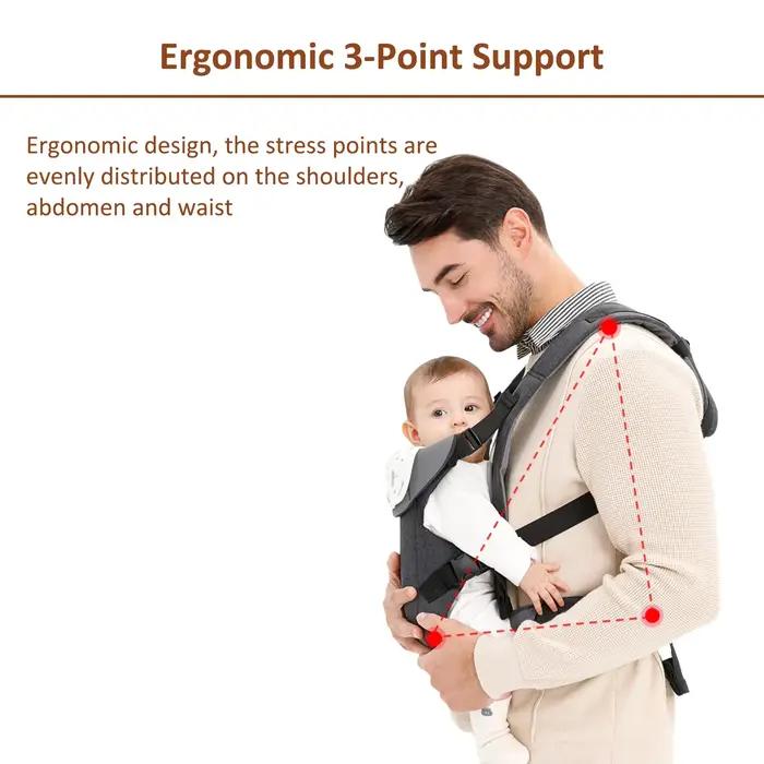 Porte-bébé pliable pour nouveau-nés et tout-petits de 7 à 45 lb, toutes saisons, avant et arrière, a