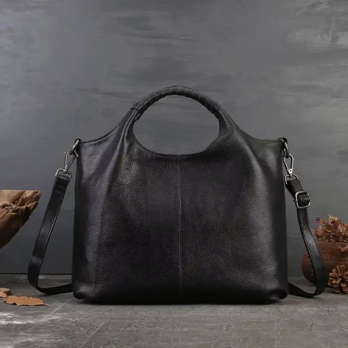 Sac fourre-tout Vintage en cuir véritable pour femmes, fourre-tout de bonne qualité, grand sac à ban