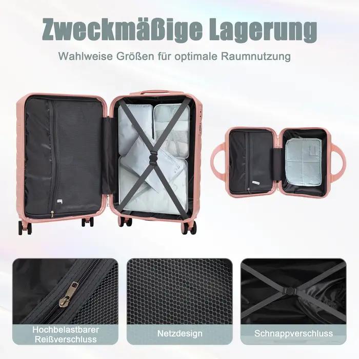 14-inch/19-inch 2-piece suitcase set, material: ABS swivel wheel suitcase set with combination lock