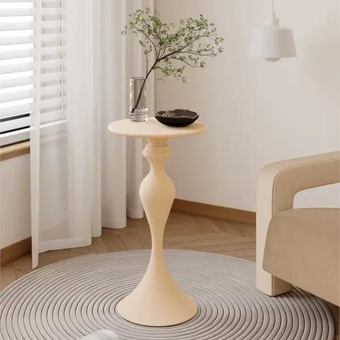 Table d'appoint ronde pour canapé, style crème, étagères en fer, petite table basse, mini chevet, cé