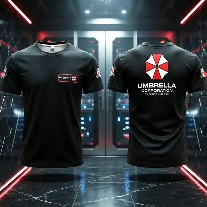 T-shirt imprimé avec logo emblématique Umbrella Corporation, haut d'été respirant à manches courtes,
