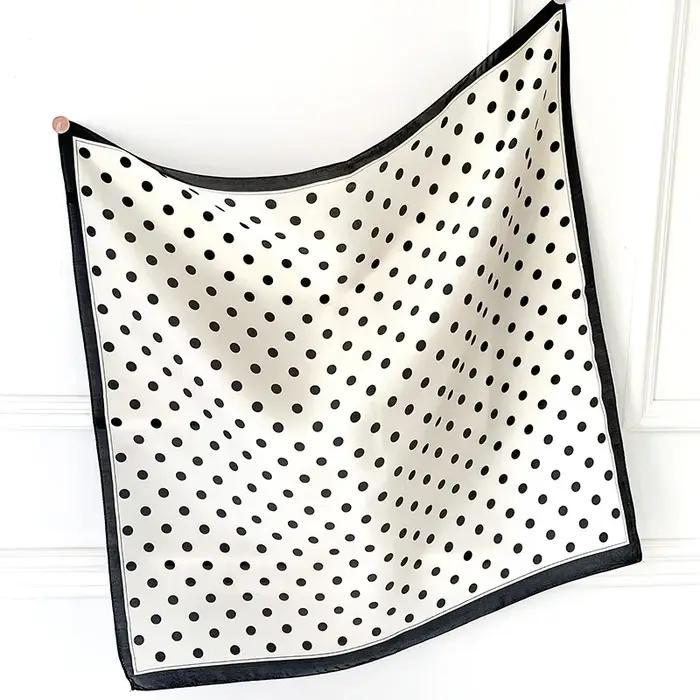 Écharpe carrée à pois pour femme, châles et enveloppes de luxe, petit sac à la mode, écharpes pour c
