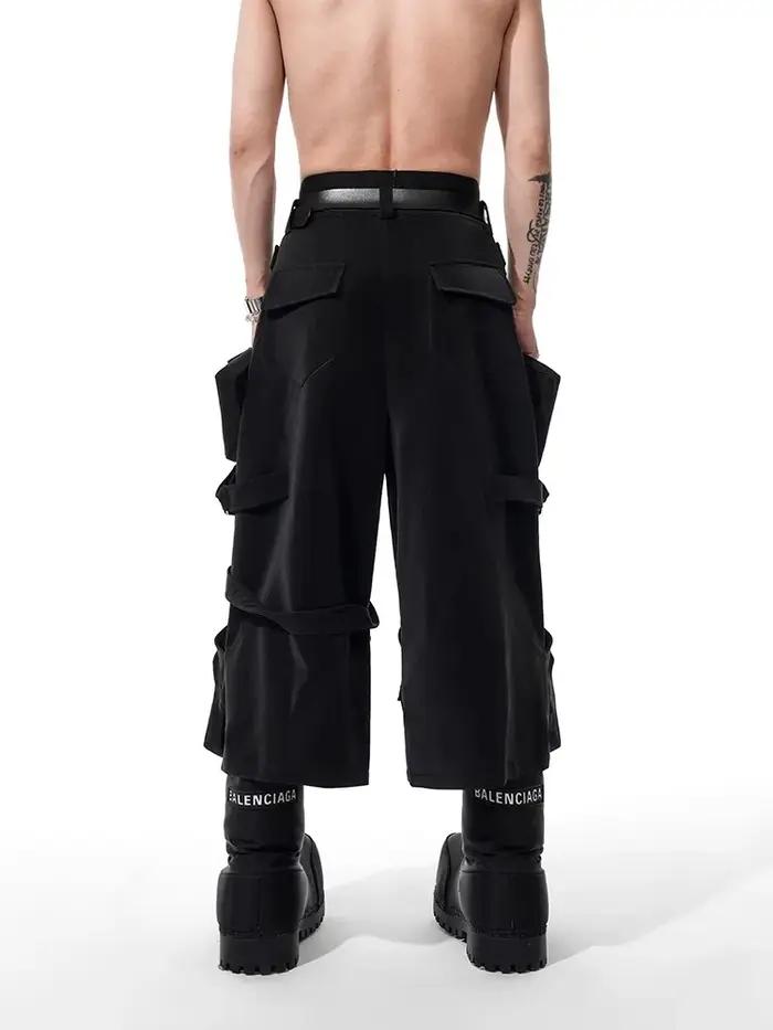 Mauroicardi printemps été Cool noir Cargo Shorts pour hommes taille haute genou longueur pantalon dr