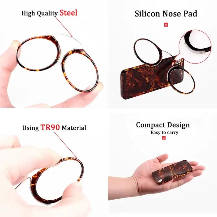 NONOR TR Clip nez pont Mini lunettes de lecture 1.0 à 3.5 lunettes presbytes portables avec étui