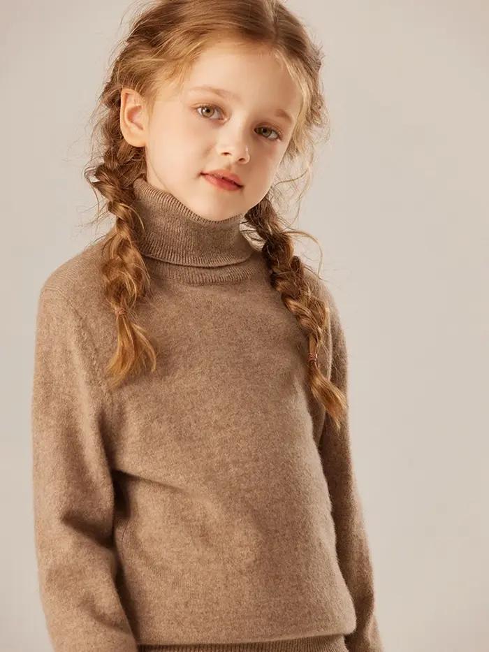 CHICUU enfant 100% pull en cachemire col roulé pull épais chaud basique cachemire tricots enfants ch