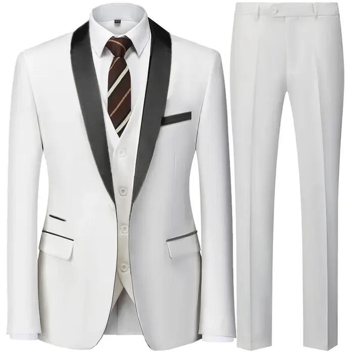 Ensemble trois pièces pour hommes, noir, fête de mariage, grande taille, Blazer, manteau, pantalon e