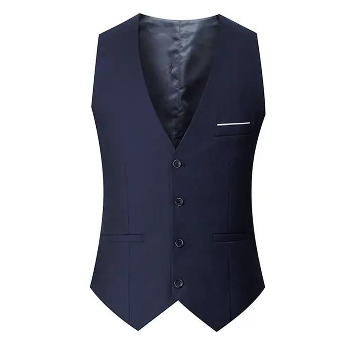 M-7XL printemps/été homme costume gilet sans manches gilet avec taille réglable simple boutonnage co