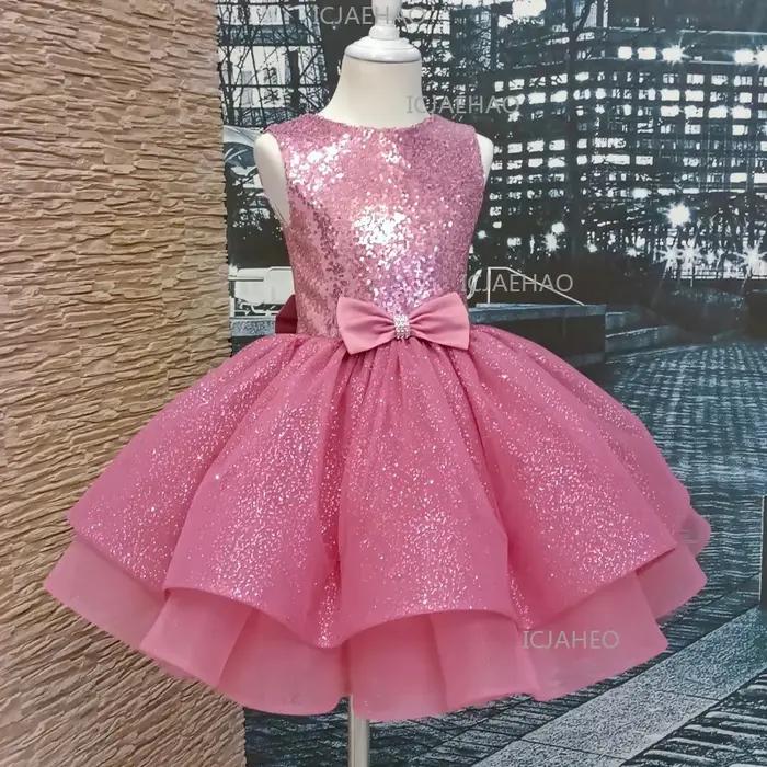 Robe Tutu à Paillettes Scintillantes pour Enfants, Tenue de Cérémonie pour Filles, Robe de Princesse