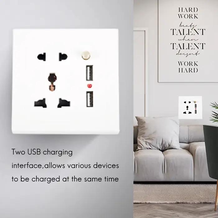 Adaptateur de prise de chargeur mural USB pour touristes, panneau de prise de courant, interrupteur