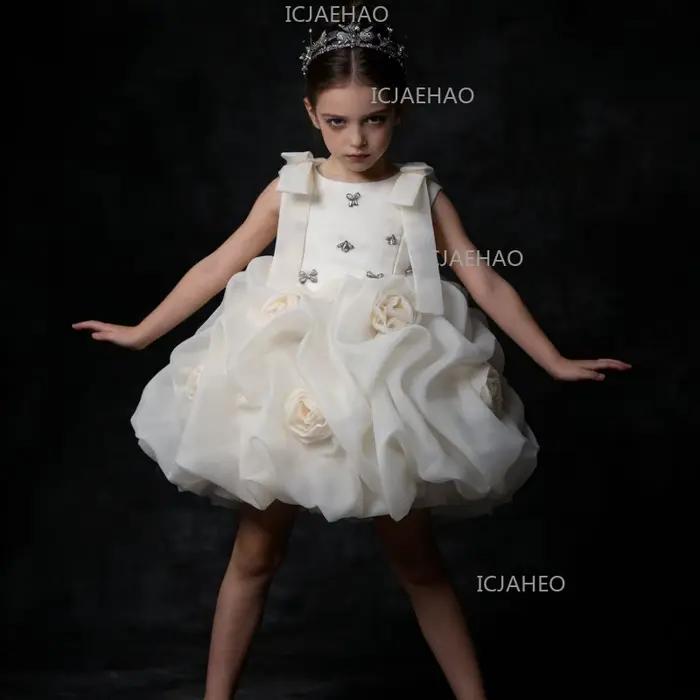 Robe Tutu sans manches pour filles, en satin, pour fête, soirée, anniversaire, concours de beauté, r