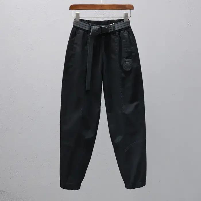 Pantalon blanc pour femmes avec ceinture élastique, jogging ample et décontracté, Leggings longueur