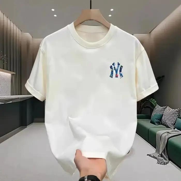 T-shirt Homme Coton Épais Marque Tide 2026 – Tendance Été Décontracté Col Rond Ample Imprimé – Vêtem