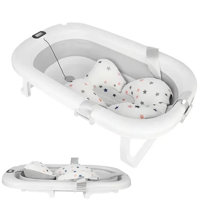 Baignoire bébé pliable avec thermomètre intégré - Coussin de bain confortable cadeau naissance