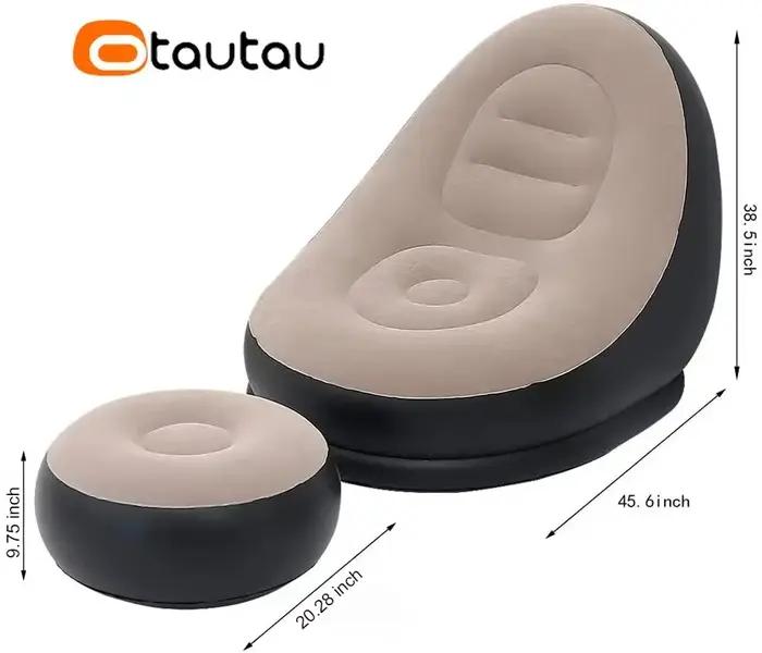 OTAUTAU-Chaise longue gonflable avec repose-pieds, chaise longue inclinable, canapé de camping porta