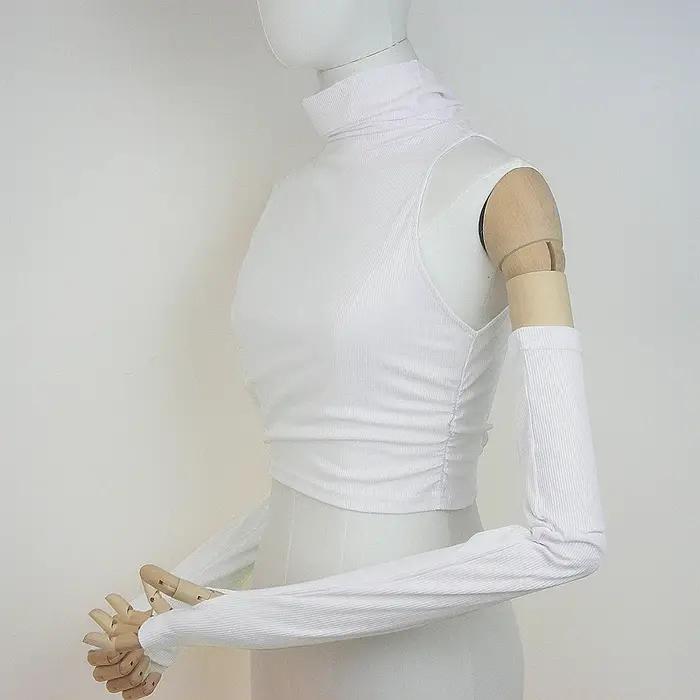 Femme vêtements automne 2025 débardeur manches couverture sans manches plis latéraux col roulé T-shi