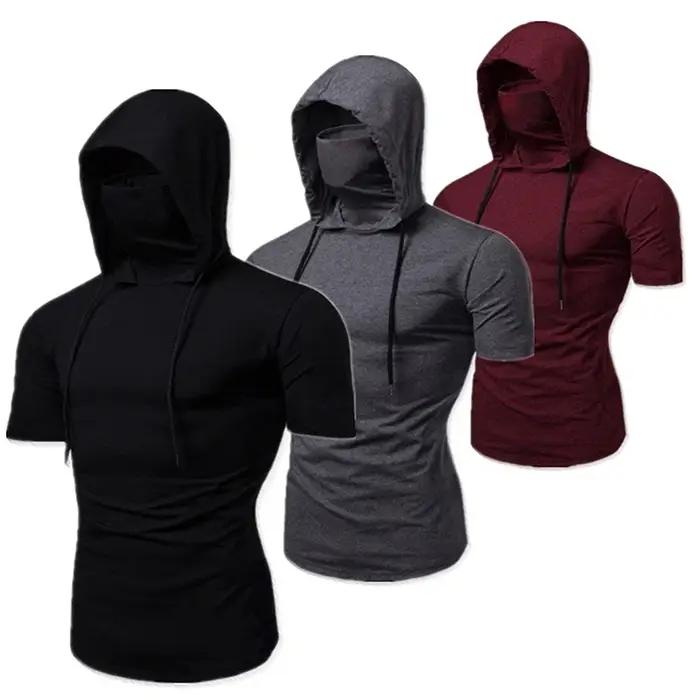 Sweat à capuche fin pour hommes, sweat-shirt à manches courtes avec masque, épissure décontractée, g