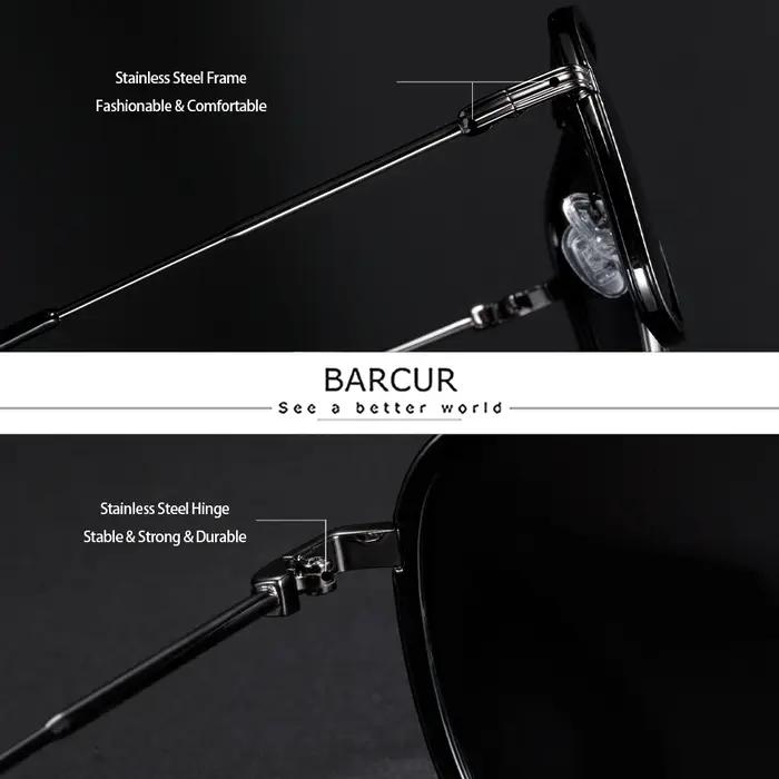 BARCUR-Lunettes de soleil carrées de luxe pour hommes et femmes, verres dégradés, polarisées, access