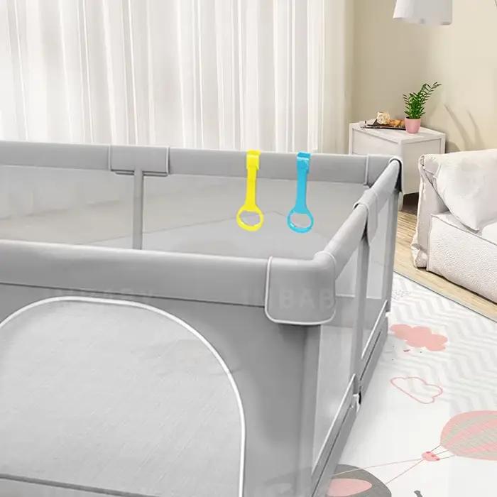 IMBABY Parc pour bébé Corralito gris clair pour aire de jeux pour bébé avec anneau de traction Barri