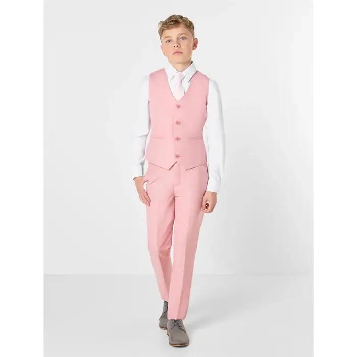 Ensembles roses pour enfants, 3 pièces, élégant, revers cranté, simple boutonnage, costume formel dé