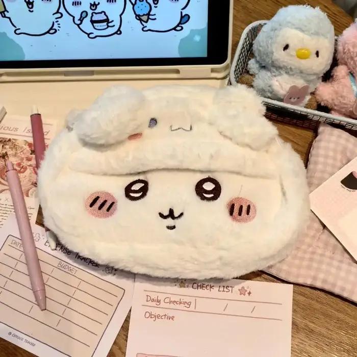 Étui à stylos en peluche Anime, boîte de papeterie Usagi Hachiwareas, étui à stylos de grande capaci