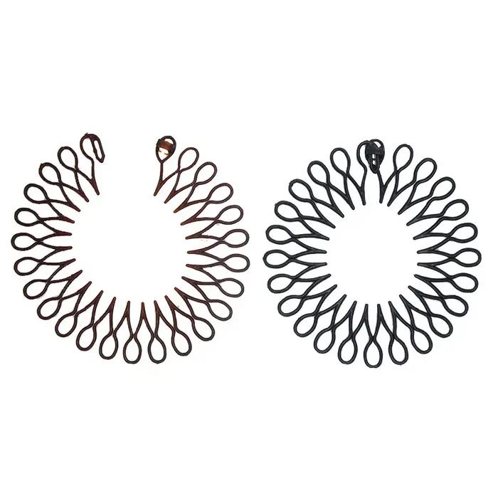 Femmes en plastique cercle complet extensible diamant Flexible peigne dents bandeau bandeau cheveux