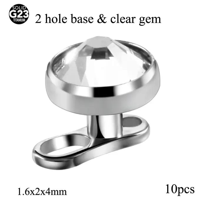 10 pièces/lot G23 titane Piercing Micro Base d'ancre cutanée et hauts Skinner plongeur cristal gemme