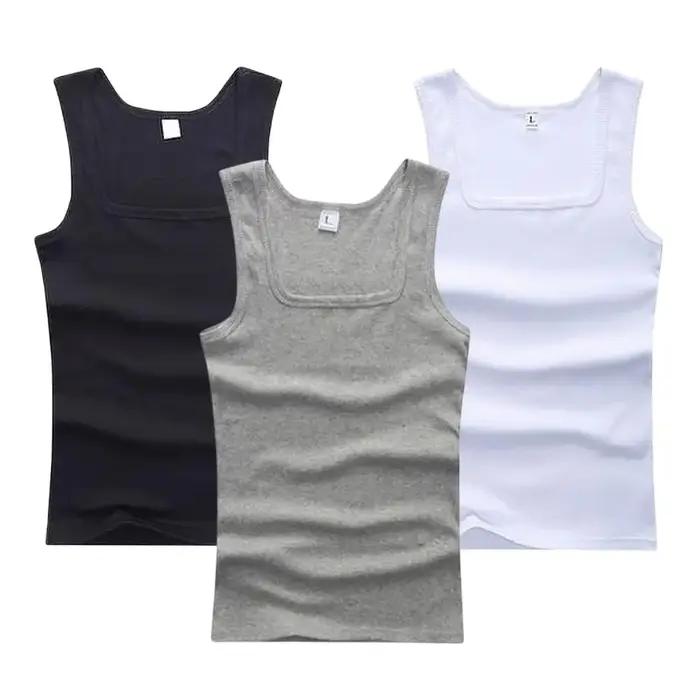 Offre spéciale été hommes vêtements femmes basique élastique débardeur pur coton sans manches hommes