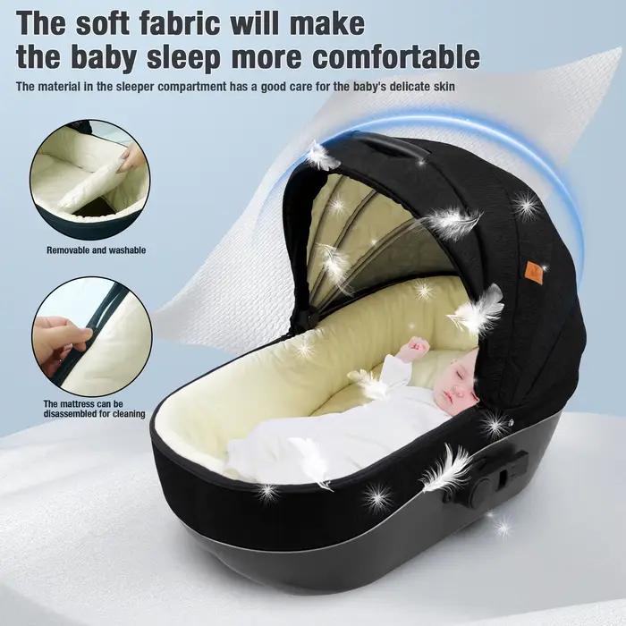 3 en 1 bébé poussette compacte bébé poussette 3 pièces pour nouveau-né bébé siège auto poussette pli
