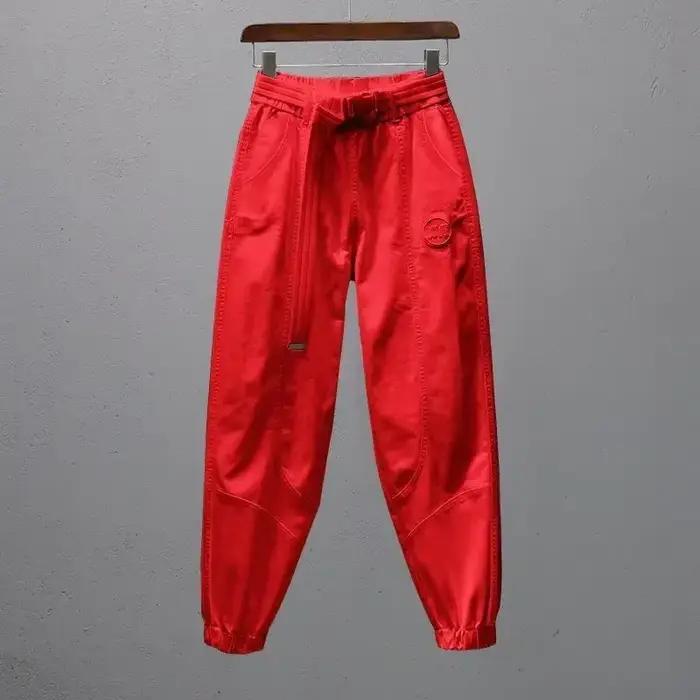 Pantalon blanc pour femmes avec ceinture élastique, jogging ample et décontracté, Leggings longueur