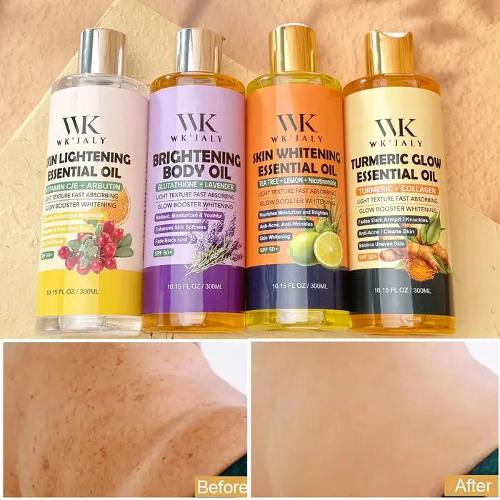 Huile pour le corps éclaircissante WK JALY hydratation intense peau lisse réduction des taches mélanine peau douce sans taches pour femmes occasions spéciales