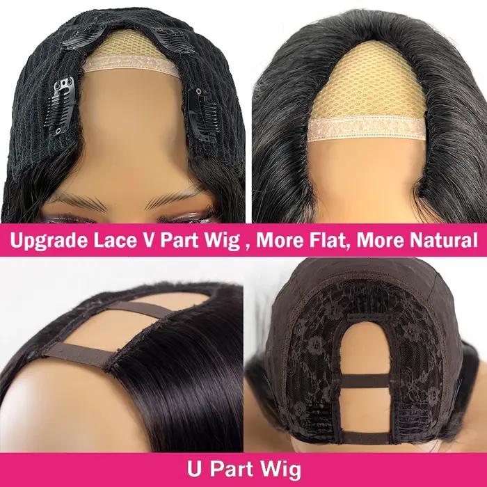 Perruque Brésilienne Bouclée sans Colle pour Femme, Cheveux Naturels Vierges, Deep Wave, U-part, 250