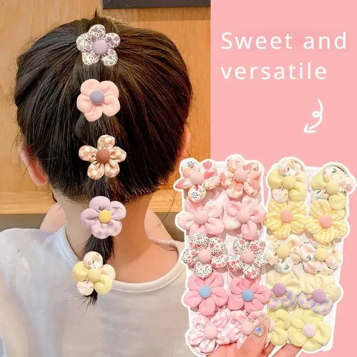10 pièces/ensemble fleur élastique cheveux cravates belle Boutique grande fleur bandes de caoutchouc