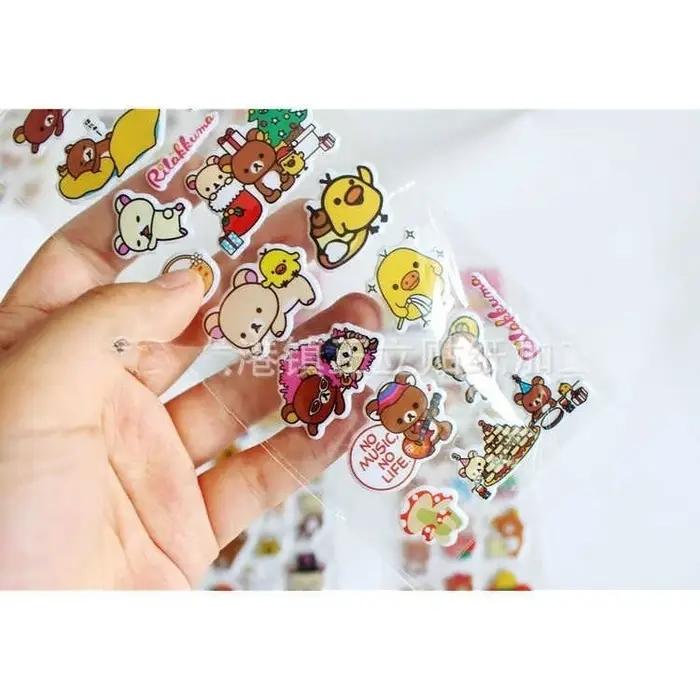12 feuilles dessin animé Rilakkuma bulle autocollants Kawaii Anime tridimensionnel 3D gonflé en vrac