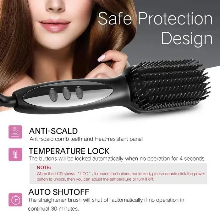 Brosse à Lisser les Cheveux, Peigne Électrique, Chaud, Anti-Brûlure, Céramique, Barbe