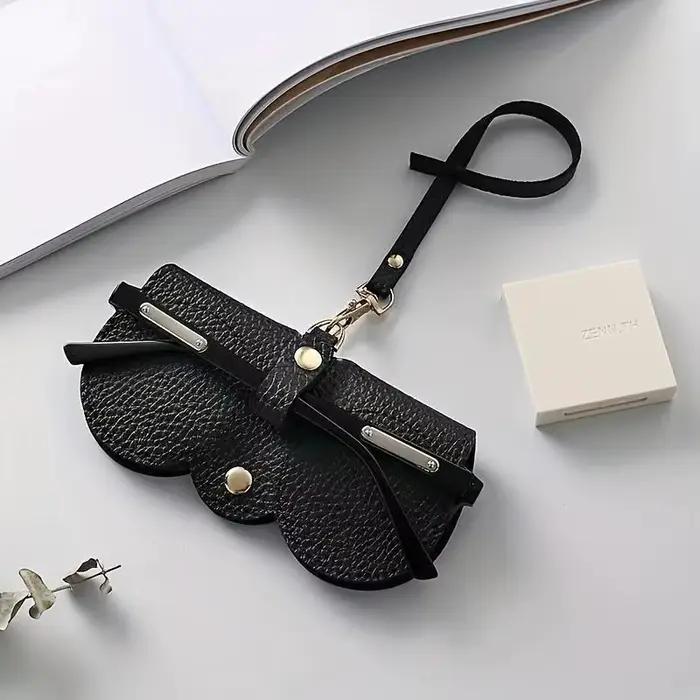 Housse de lunettes en relief Litchi, jolie pochette suspendue en cuir PU pour lunettes de soleil, sa